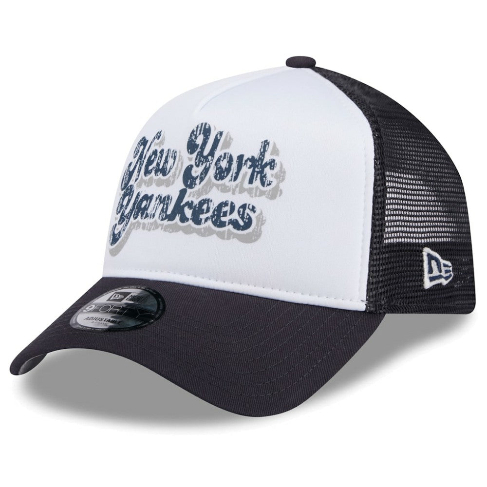 New York Yankees New Era Women's Throwback Team Foam Front A-Frame Trucker 9FORTY Adjustable Hat Lifestyle