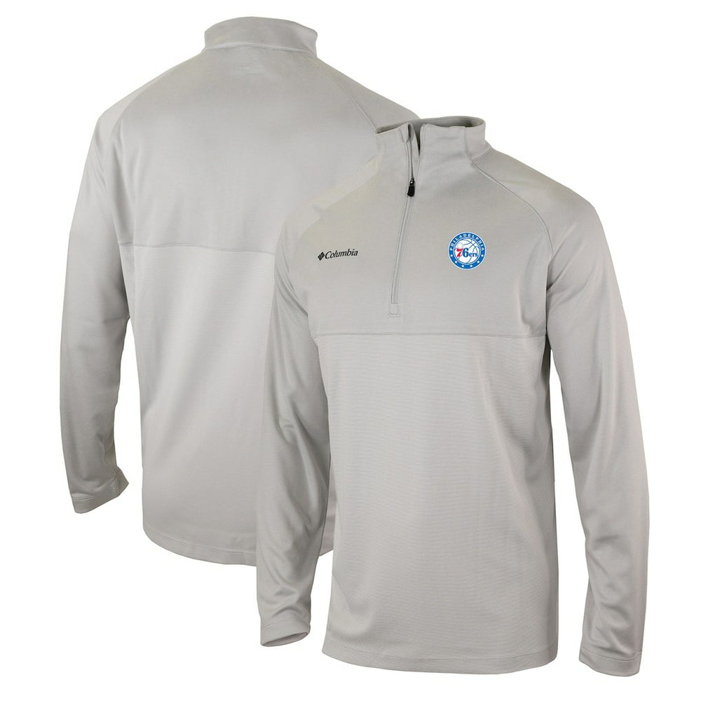Columbia - Philadelphia 76ers Omni-Wick Rockin' It Quarter-Zip Pullover Top - Heather Gray