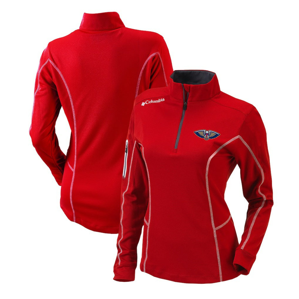 Columbia - New Orleans Pelicans Women's Omni-Wick Shotgun Quarter-Zip Pullover Top - Red