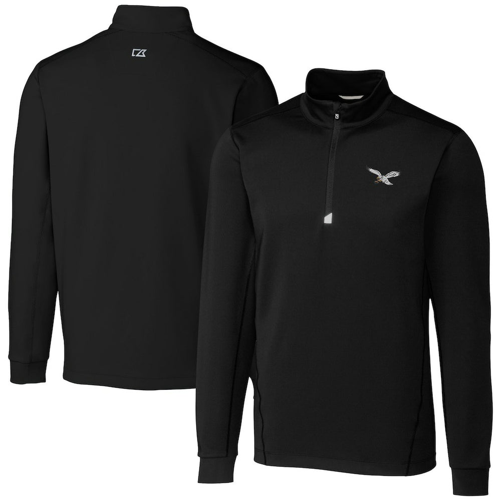 Philadelphia Eagles Cutter & Buck Traverse Stretch Quarter-Zip Pullover Black - NFL