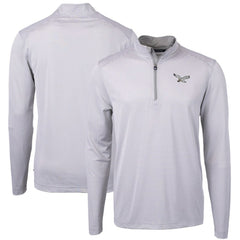 Philadelphia Eagles Cutter & Buck Virtue Eco Pique Micro Stripe Recycled Quarter-Zip Pullover Top White - NFL