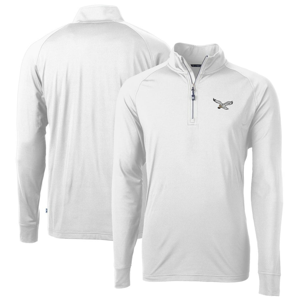 Philadelphia Eagles Cutter & Buck Eco Knit Stretch Recycled Quarter-Zip Pullover White - NFL