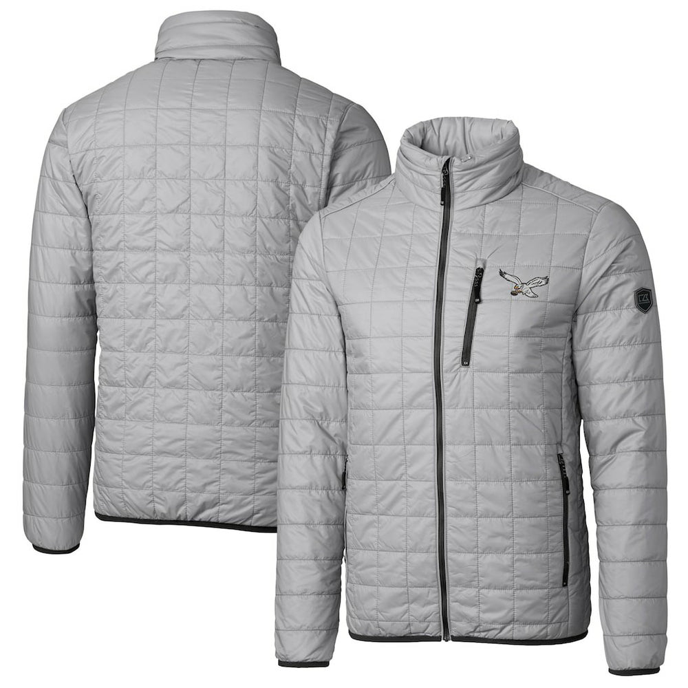 Philadelphia Eagles Cutter & Buck Rainier PrimaLoft Eco Insulated Full-Zip Puffer Jacket Silver - NFL