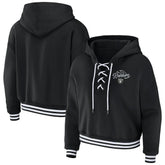 Las Vegas Raiders WEAR by Erin Andrews Women's Lace-Up Pullover Hoodie Black - NFL