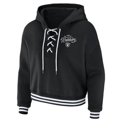Las Vegas Raiders WEAR by Erin Andrews Women's Lace-Up Pullover Hoodie Black - NFL