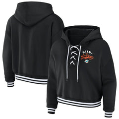 Miami Dolphins WEAR by Erin Andrews Women's Lace-Up Pullover Hoodie Black - NFL