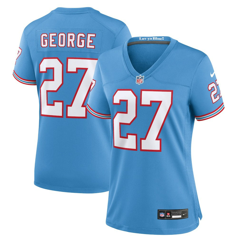 Eddie George Tennessee Titans Women's Oilers Throwback Retired Player Game Jersey Light Blue - Nike