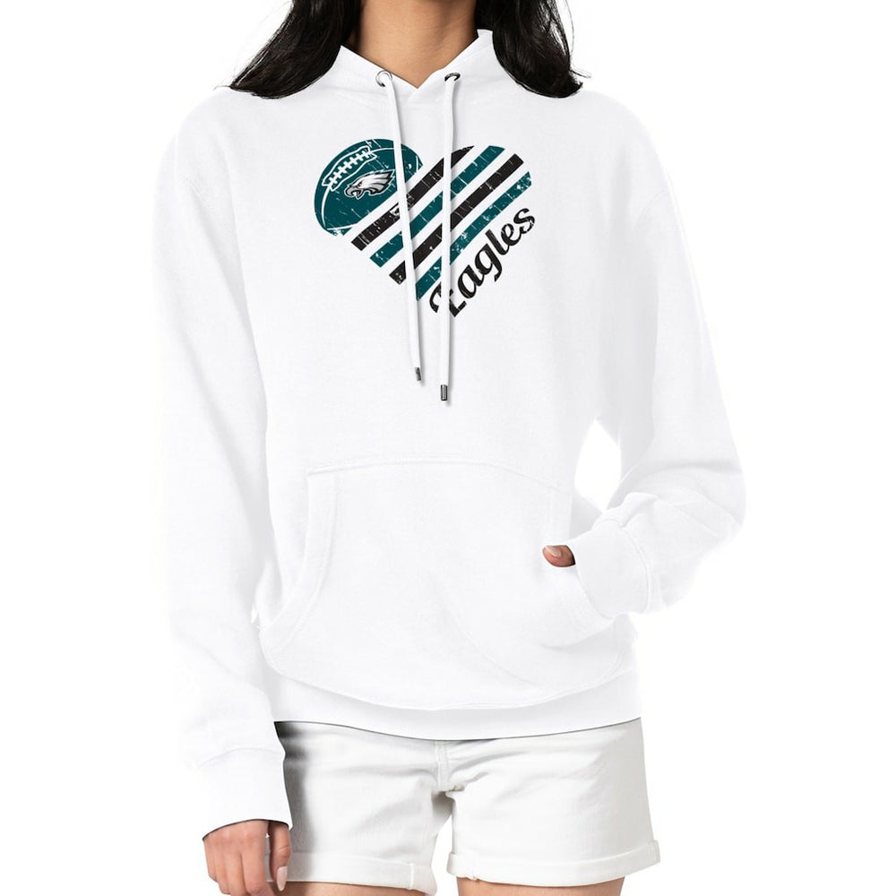 Philadelphia Eagles G-III 4Her by Carl Banks Women's Heart Graphic Fleece Pullover Hoodie White - NFL