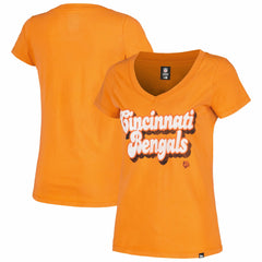 Cincinnati Bengals New Era Women's Enzyme Wash Low V-Neck T-Shirt Orange - NFL