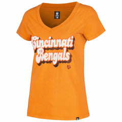 Cincinnati Bengals New Era Women's Enzyme Wash Low V-Neck T-Shirt Orange - NFL