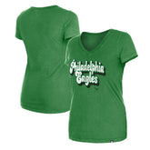 Philadelphia Eagles New Era Women's Enzyme Wash Low V-Neck T-Shirt Green - NFL
