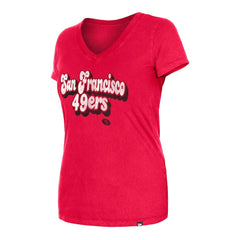 San Francisco 49ers New Era Women's Enzyme Wash Low V-Neck T-Shirt Scarlet - NFL