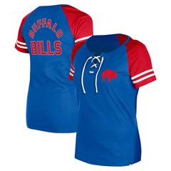Buffalo Bills New Era Women's Throwback Lace-Up Raglan T-Shirt Royal - NFL