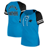 Carolina Panthers New Era Women's Lace-Up Raglan T-Shirt Blue - NFL
