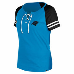 Carolina Panthers New Era Women's Lace-Up Raglan T-Shirt Blue - NFL