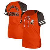Cleveland Browns New Era Women's Throwback Lace-Up Raglan T-Shirt Orange - NFL