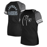 Las Vegas Raiders New Era Women's Lace-Up Raglan T-Shirt Black - NFL
