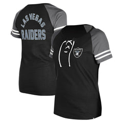 Las Vegas Raiders New Era Women's Lace-Up Raglan T-Shirt Black - NFL