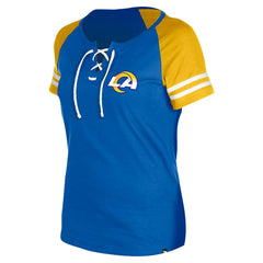 Los Angeles Rams New Era Women's Lace-Up Raglan T-Shirt Royal - NFL