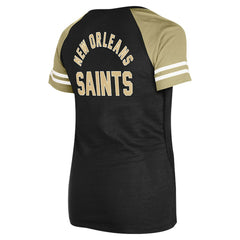New Orleans Saints New Era Women's Lace-Up Raglan T-Shirt Black - NFL