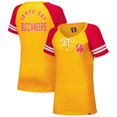 Tampa Bay Buccaneers New Era Women's Throwback Lace-Up Raglan T-Shirt Orange - NFL