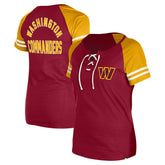 Washington Commanders New Era Women's Lace-Up Raglan T-Shirt Burgundy - NFL