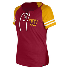 Washington Commanders New Era Women's Lace-Up Raglan T-Shirt Burgundy - NFL