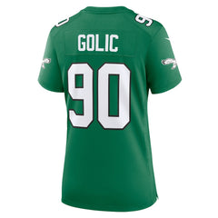 Mike Golic Philadelphia Eagles Women's Alternate Game Jersey Kelly Green - Nike