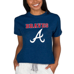 Atlanta Braves Concepts Sport Women's Tri-Blend Mainstream Terry Short Sleeve Sweatshirt Top discount