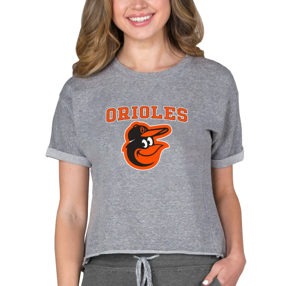 Baltimore Orioles Concepts Sport Women's Tri-Blend Mainstream Terry Short Sleeve Sweatshirt Top On Sale