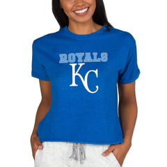 Kansas City Royals Concepts Sport Women's Tri-Blend Mainstream Terry Short Sleeve Sweatshirt Top Clearance