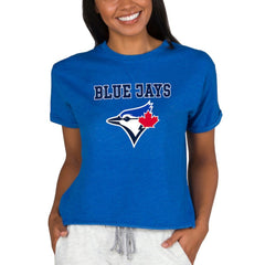Toronto Blue Jays Concepts Sport Women's Tri-Blend Mainstream Terry Short Sleeve Sweatshirt Top On Sale