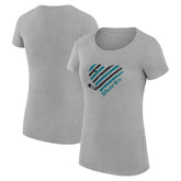 San Jose Sharks - G-III 4Her by Carl Banks Women's Super-Slim Fit Lightweight Heart T-Shirt Heather Gray