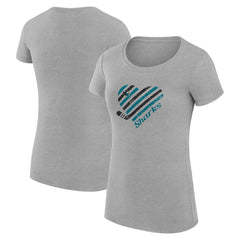 San Jose Sharks - G-III 4Her by Carl Banks Women's Super-Slim Fit Lightweight Heart T-Shirt Heather Gray