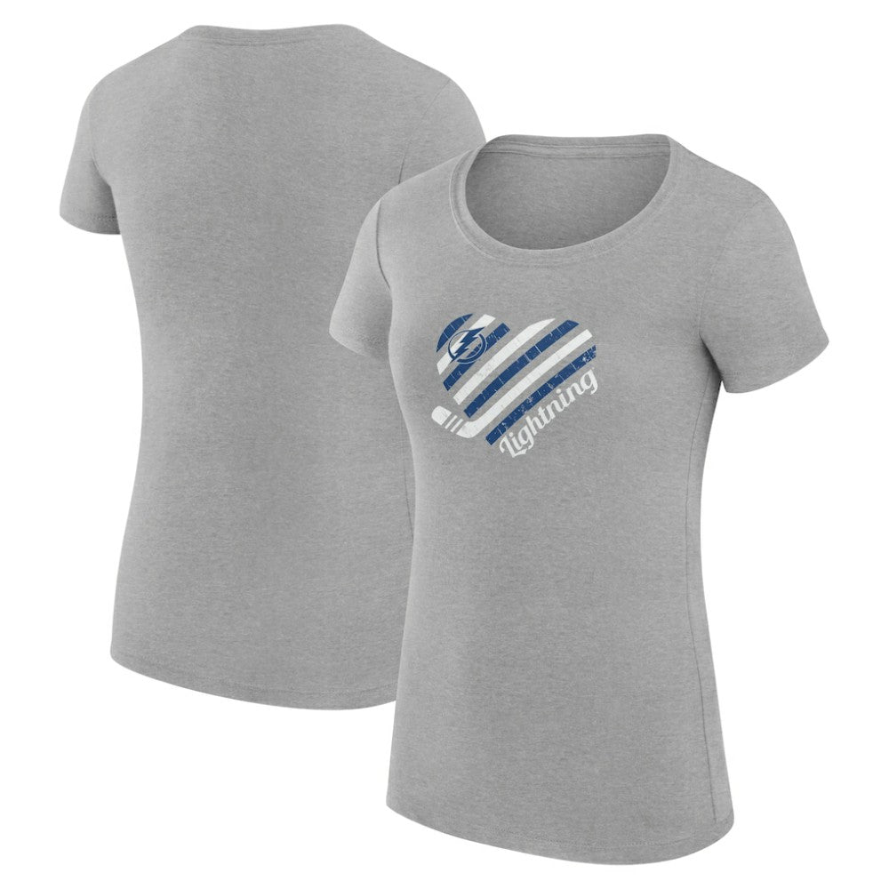 Tampa Bay Lightning - G-III 4Her by Carl Banks Women's Super-Slim Fit Lightweight Heart T-Shirt Heather Gray