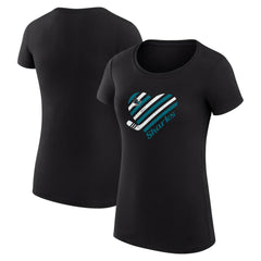 San Jose Sharks - G-III 4Her by Carl Banks Women's Super-Slim Fit Lightweight Heart T-Shirt Black