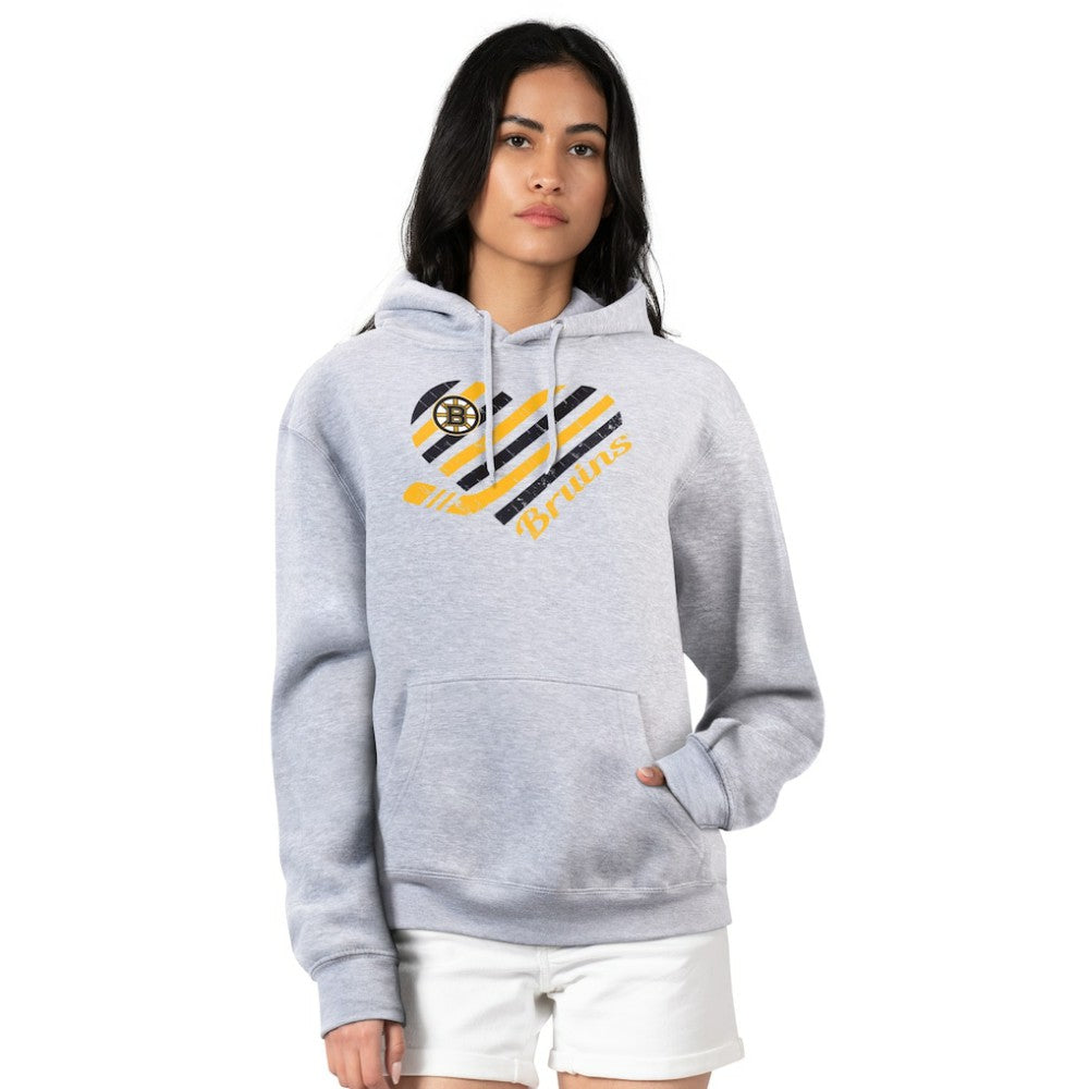 Boston Bruins G-III 4Her by Carl Banks Women's Heart Pullover Hoodie Heather Gray
