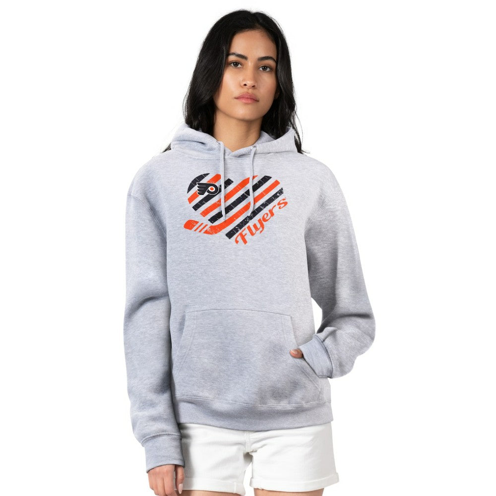 Philadelphia Flyers - G-III 4Her by Carl Banks Women's Heart Pullover Hoodie Heather Gray