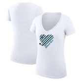 San Jose Sharks - G-III 4Her by Carl Banks Women's Super-Slim Fit Lightweight Heart V-Neck T-Shirt White