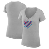 Colorado Avalanche - G-III 4Her by Carl Banks Women's Super-Slim Fit Lightweight Heart V-Neck T-Shirt Heather Gray