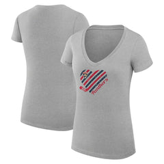 Florida Panthers - G-III 4Her by Carl Banks Women's Super-Slim Fit Lightweight Heart V-Neck T-Shirt Heather Gray