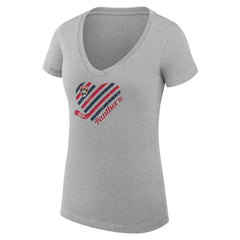 Florida Panthers - G-III 4Her by Carl Banks Women's Super-Slim Fit Lightweight Heart V-Neck T-Shirt Heather Gray