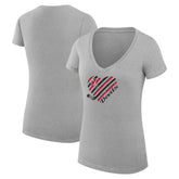 New Jersey Devils - G-III 4Her by Carl Banks Women's Super-Slim Fit Lightweight Heart V-Neck T-Shirt Heather Gray