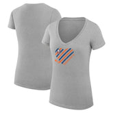 New York Islanders - G-III 4Her by Carl Banks Women's Super-Slim Fit Lightweight Heart V-Neck T-Shirt Heather Gray