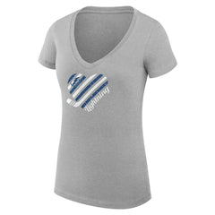 Tampa Bay Lightning - G-III 4Her by Carl Banks Women's Super-Slim Fit Lightweight Heart V-Neck T-Shirt Heather Gray