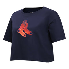 Boston Red Sox Pro Standard Women's Painted Sky Boxy Cropped T-Shirt Online