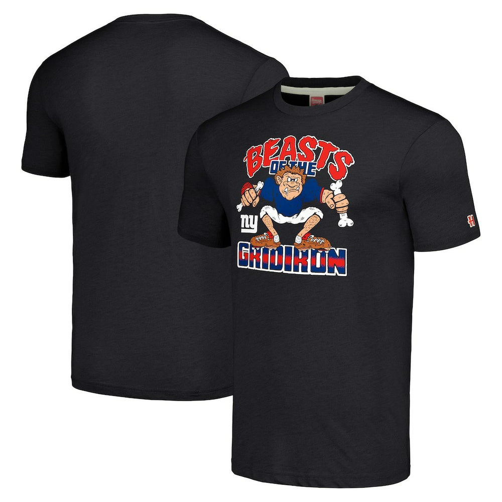 New York Giants Homage Unisex Monsters of the Gridiron Halloween Tri-Blend T-Shirt Charcoal - NFL