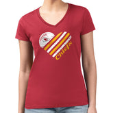 Kansas City Chiefs G-III 4Her by Carl Banks Women's Super-Slim Fit Lightweight Heart Graphic V-Neck T-Shirt Red - NFL
