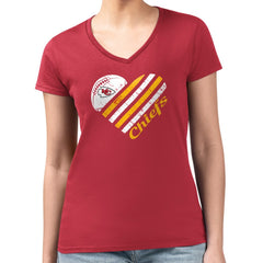 Kansas City Chiefs G-III 4Her by Carl Banks Women's Super-Slim Fit Lightweight Heart Graphic V-Neck T-Shirt Red - NFL
