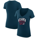 Atlanta Braves G-III 4Her by Carl Banks Women's Super-Slim Fit Lightweight Filigree Team V-Neck T-Shirt Sale